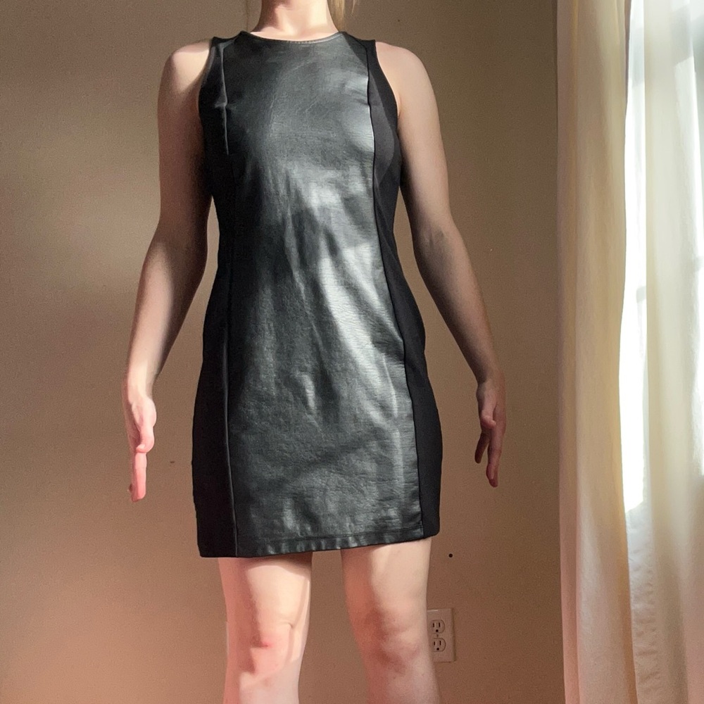 Faux Leather Bandage Dress